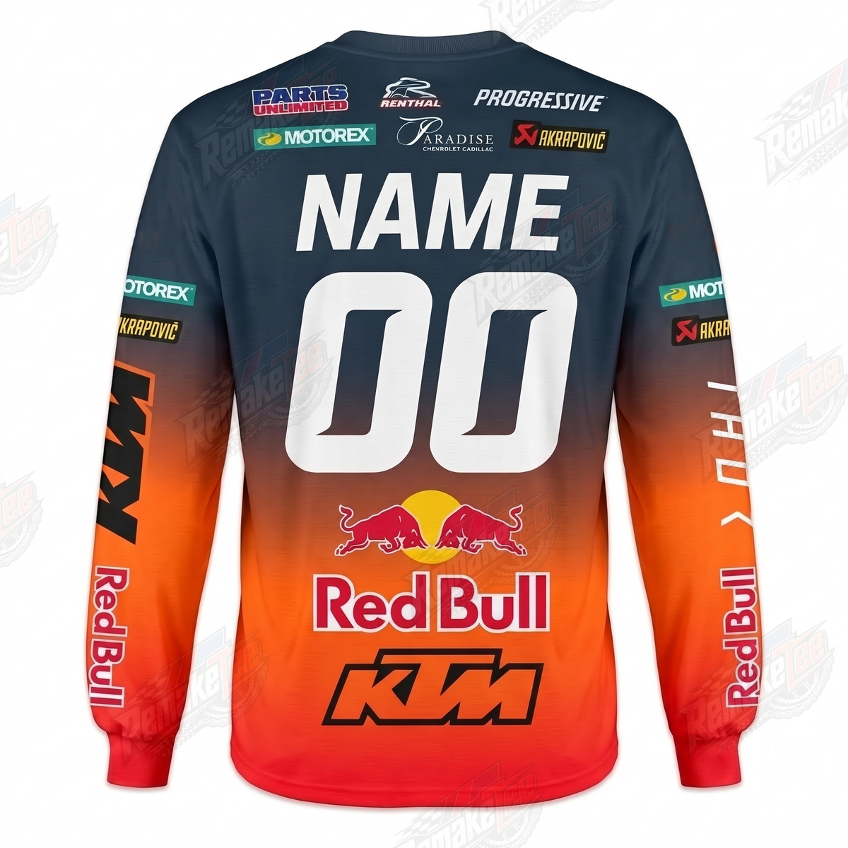 Thor Red Bull KTM Orange Navy vintage VMX racing jersey - back product view
