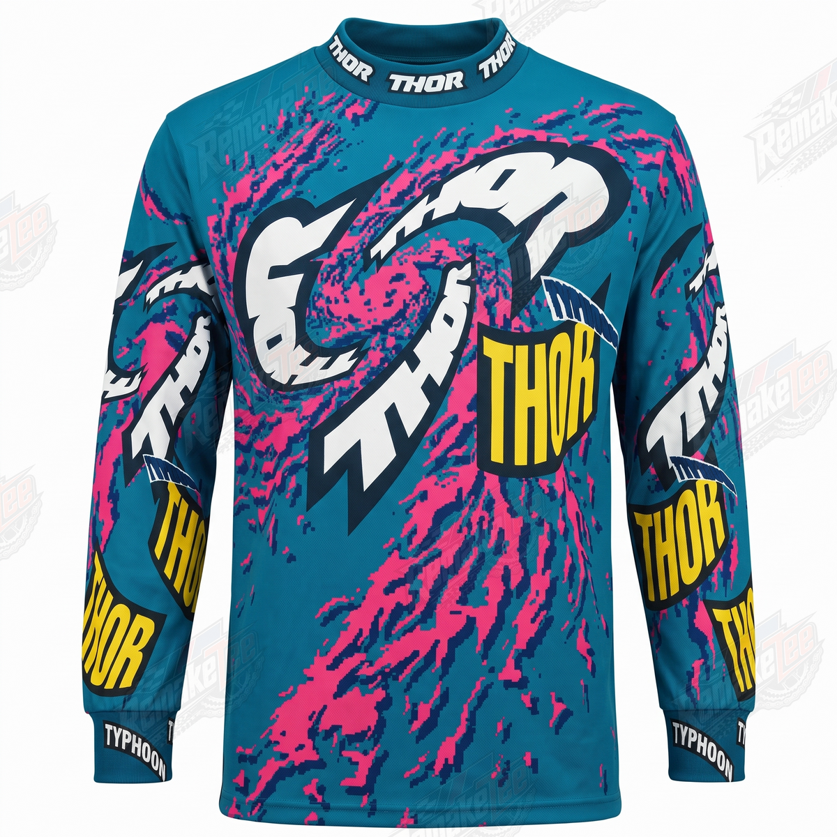 Thor Teal Pink Splatter vintage VMX racing jersey - product view