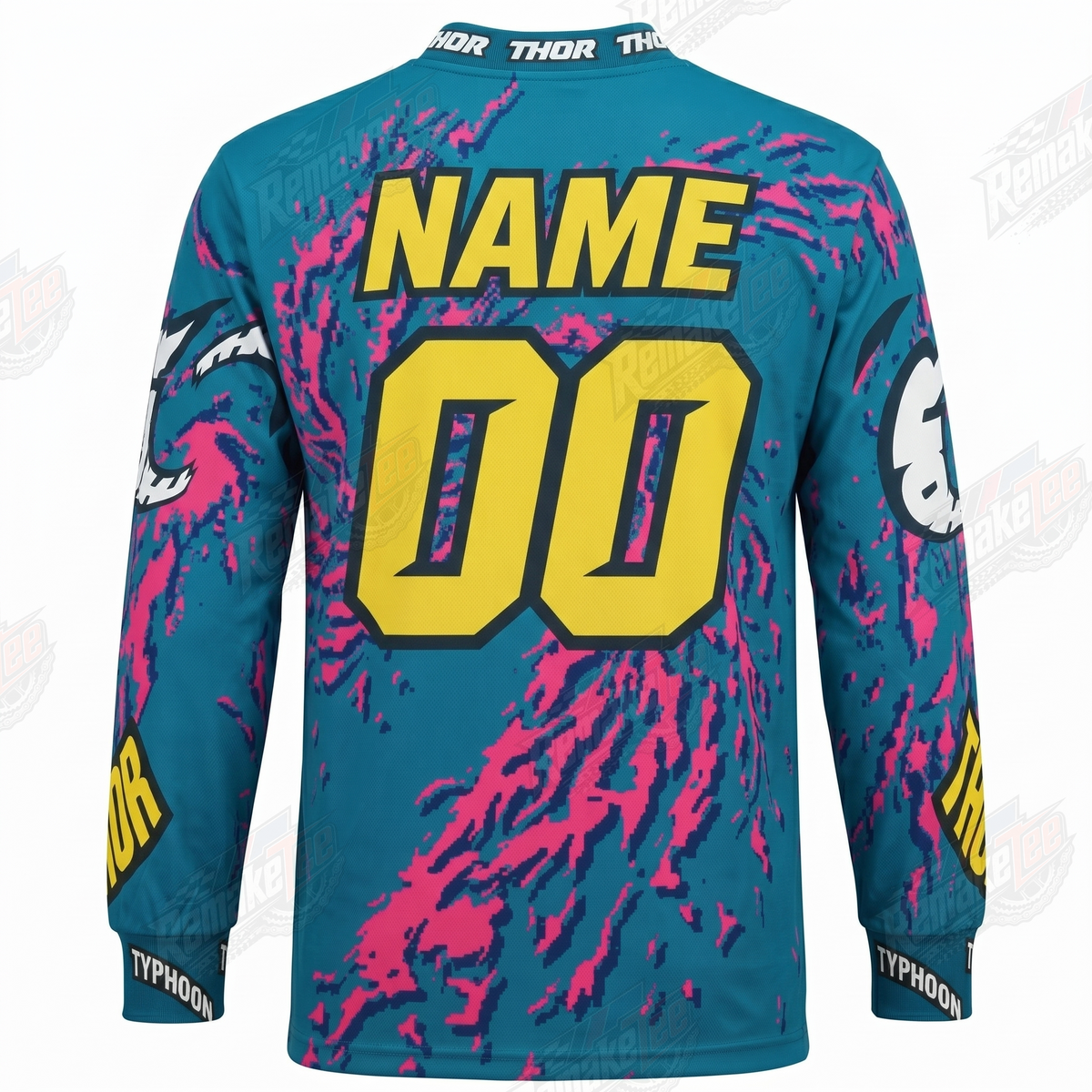 Thor Teal Pink Splatter vintage VMX racing jersey - alternate product view