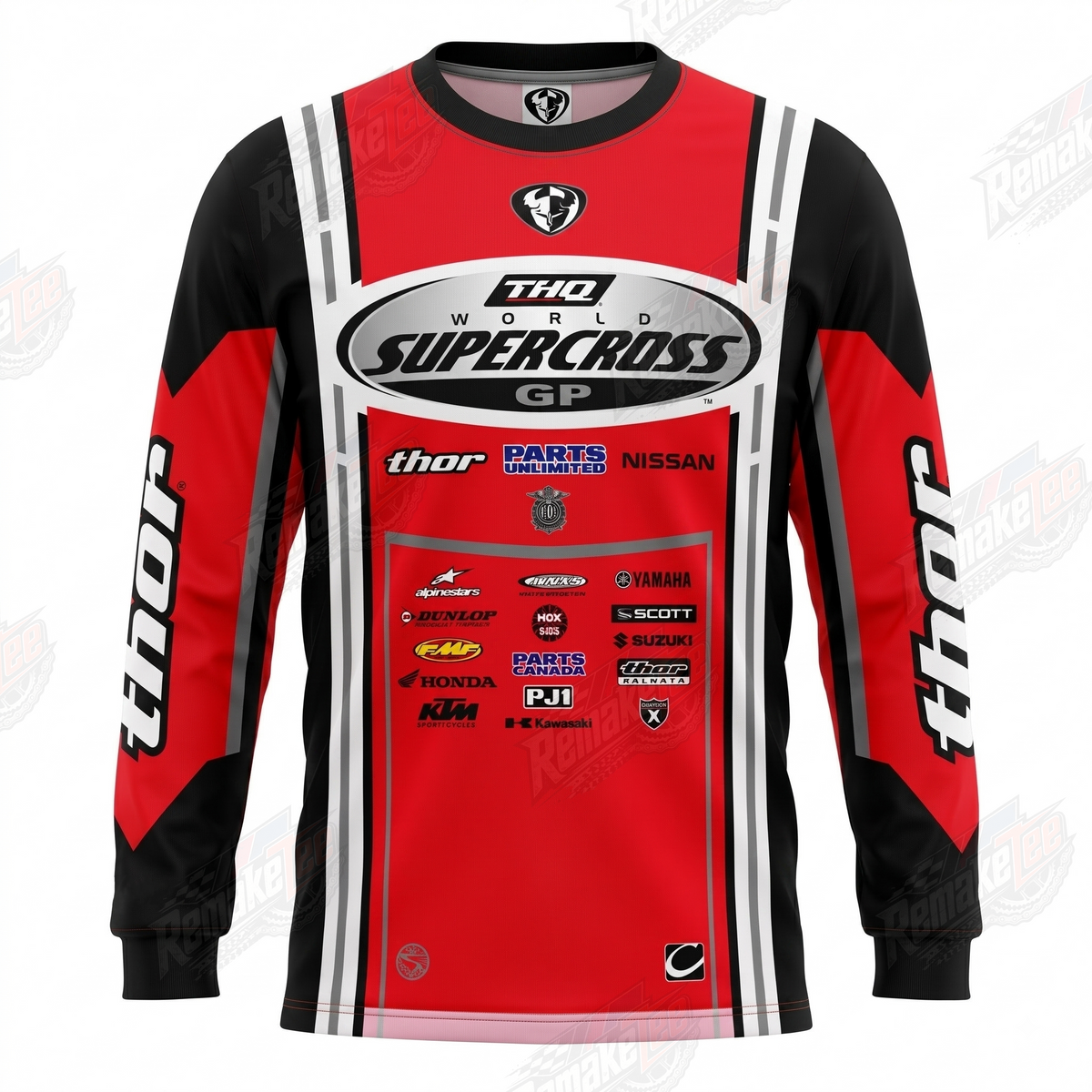 Thor World Supercross GP Red Black vintage VMX racing jersey - product view