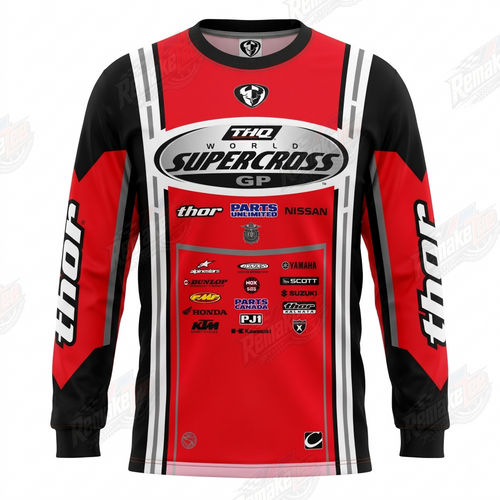 Thor World Supercross GP Red Black vintage VMX racing jersey - product view