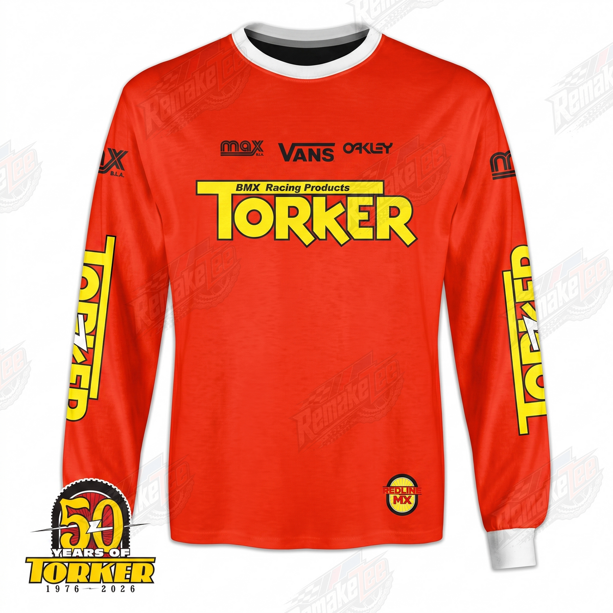 Torker Vans Oakley Max 50 Years Red vintage BMX racing jersey - product view