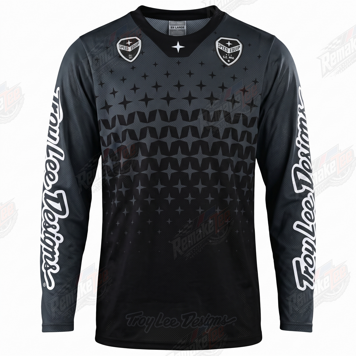 Troy Lee Designs Black Gray Star Pattern vintage BMX racing jersey - product view