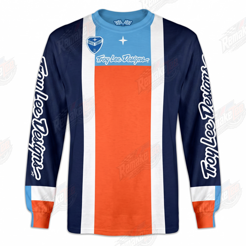 Troy Lee Designs Blue Orange vintage BMX racing jersey - product view