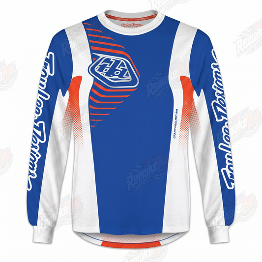 Troy Lee Designs Blue White Orange vintage VMX racing jersey - product view