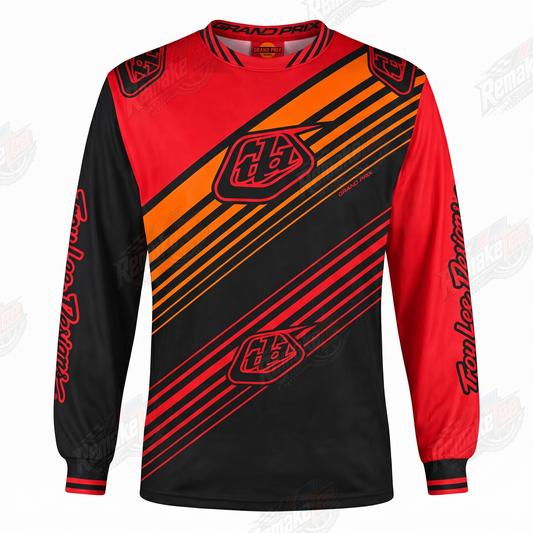 Troy Lee Designs Grand Prix Red Black Orange vintage BMX racing jersey - product view