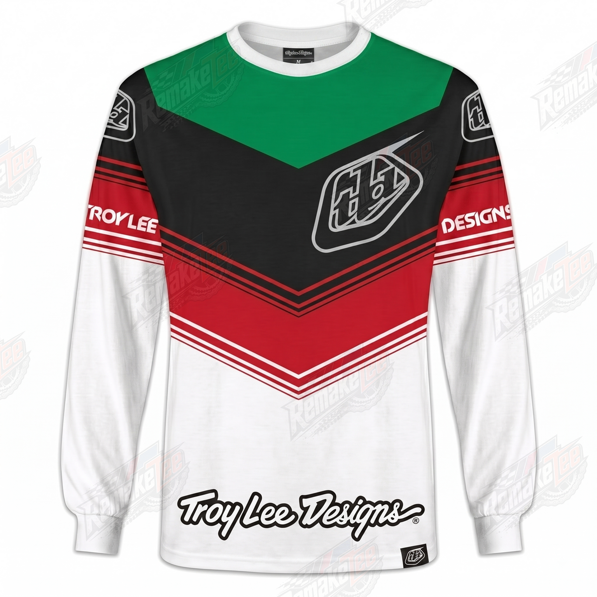 Troy Lee Designs TLD Green Red White Chevron vintage BMX racing jersey - product view