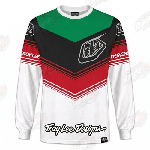 Troy Lee Designs TLD Green Red White Chevron vintage BMX racing jersey - product view