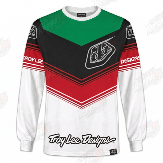 Troy Lee Designs TLD Green Red White Chevron vintage BMX racing jersey - product view