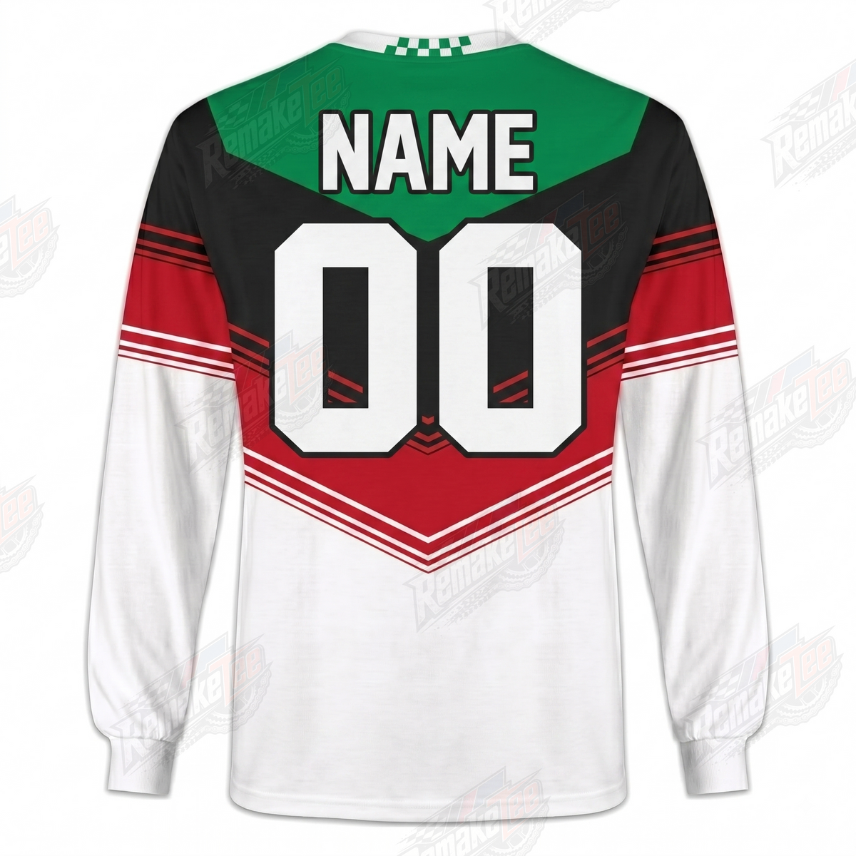 Troy Lee Designs TLD Green Red White Chevron vintage BMX racing jersey - alternate product view