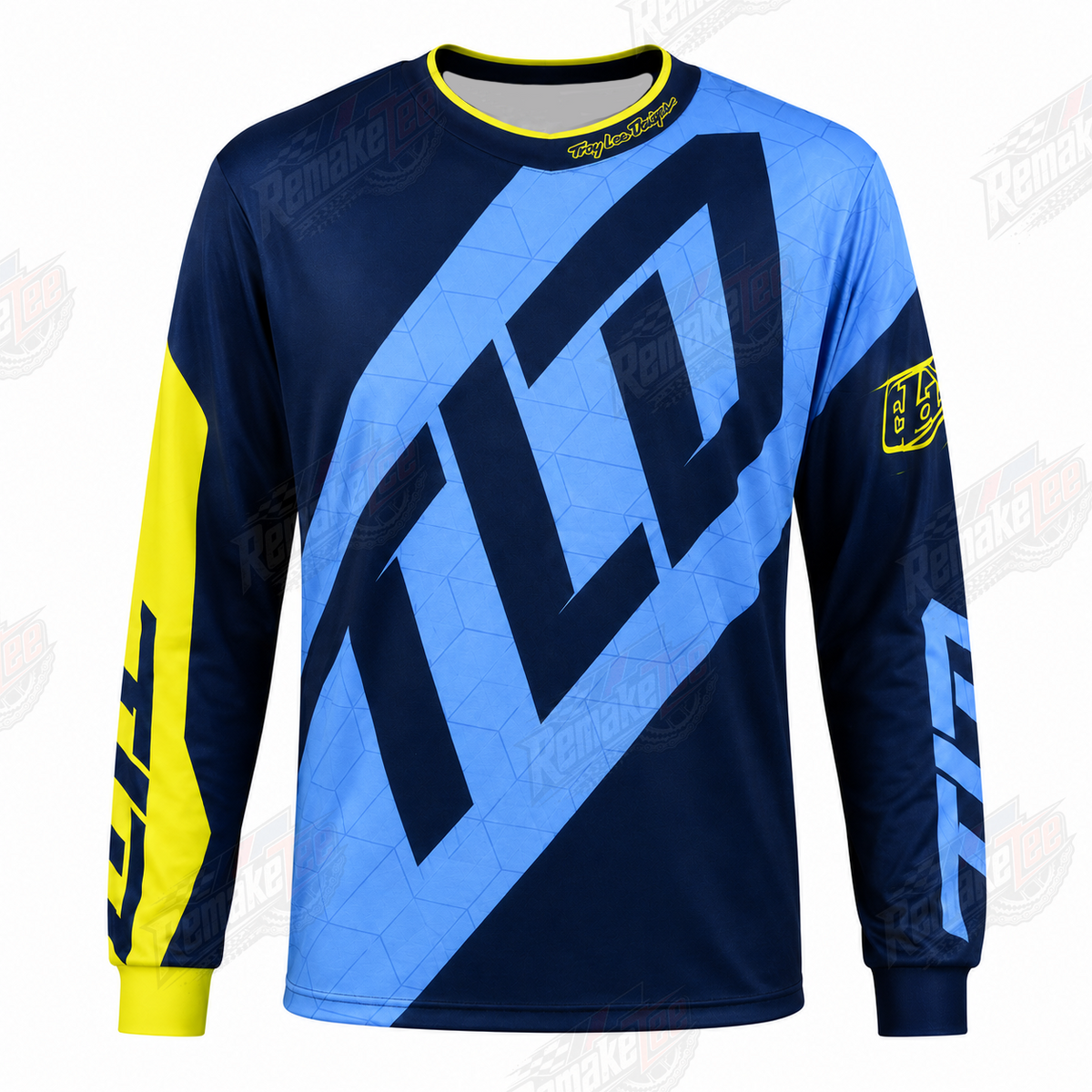 Troy Lee Designs TLD Navy Blue Yellow vintage BMX racing jersey - product view