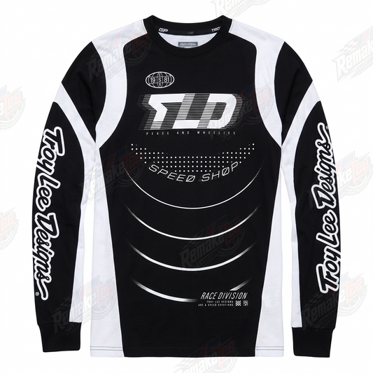 Troy Lee Designs TLD Speed Shop Black White vintage BMX racing jersey - product view