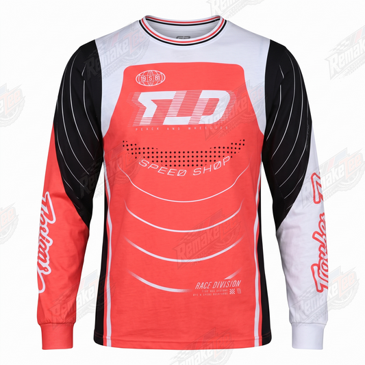 Troy Lee Designs TLD Speed Shop Red White vintage BMX racing jersey - product view