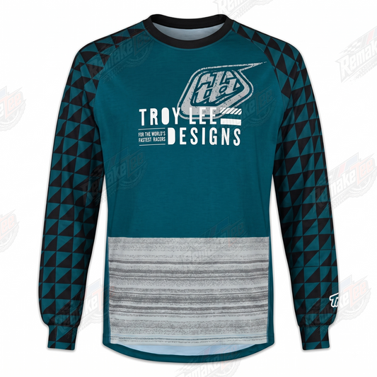 Troy Lee Designs Teal Geometric Gray vintage BMX racing jersey - product view