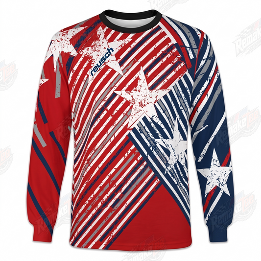 USA Stars Stripes Red White Blue vintage BMX racing jersey - product view