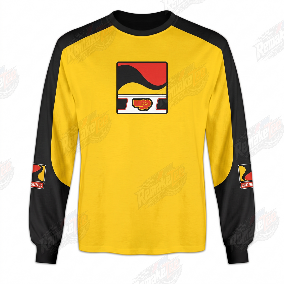 USR Yellow Black Wave vintage BMX racing jersey - product view