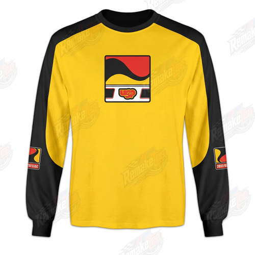 USR Yellow Black Wave vintage BMX racing jersey - product view