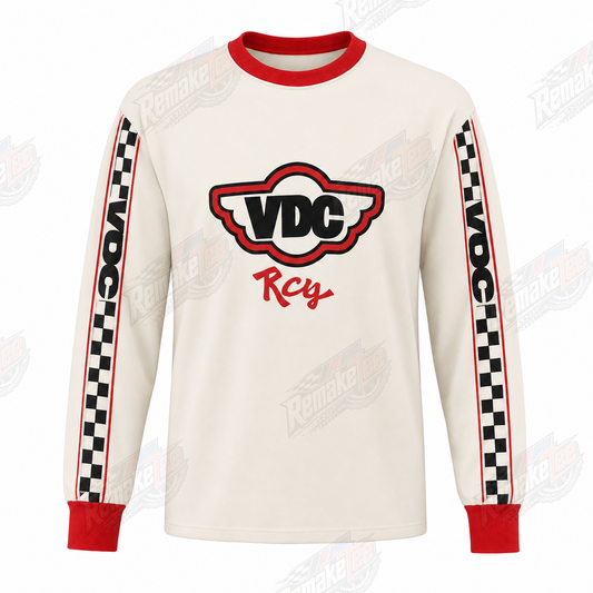 VDC Racing White Red Black vintage BMX racing jersey - product view