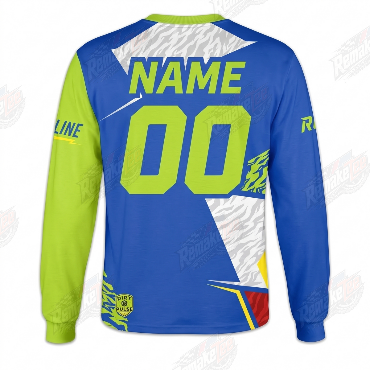 Voltix BMX Racing Blue Lime White vintage BMX racing jersey - alternate product view