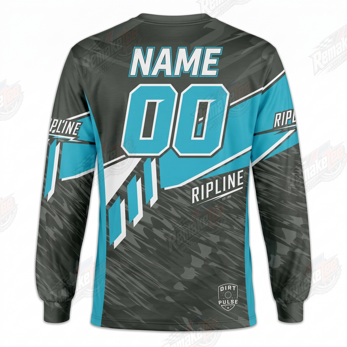 Voltix BMX Racing Cyan Charcoal vintage BMX racing jersey - alternate product view