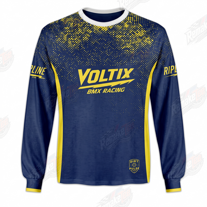 Voltix BMX Racing Navy Yellow vintage BMX racing jersey - product view