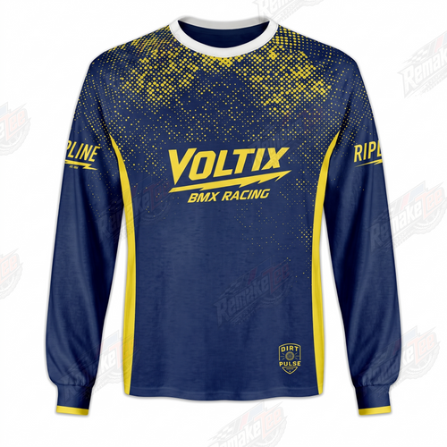 Voltix BMX Racing Navy Yellow vintage BMX racing jersey - product view