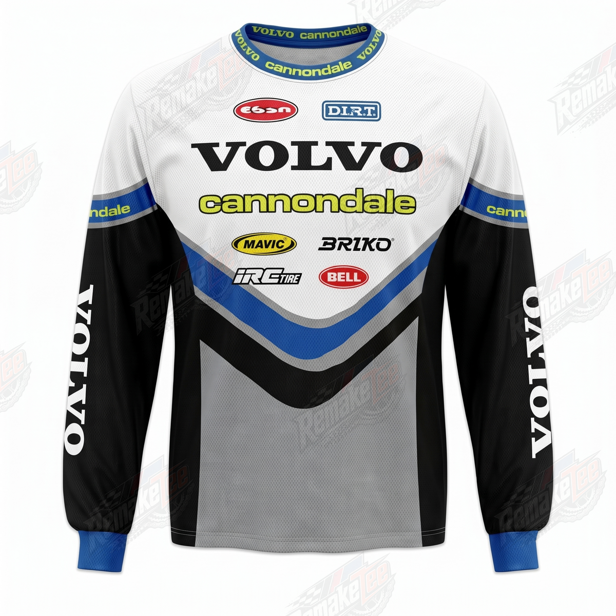 Volvo Cannondale White Blue Gray vintage BMX racing jersey - product view