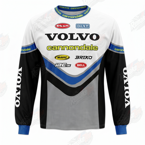 Volvo Cannondale White Blue Gray vintage BMX racing jersey - product view