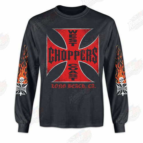 West Coast Choppers Long Beach Black Flame vintage VMX racing jersey - front view