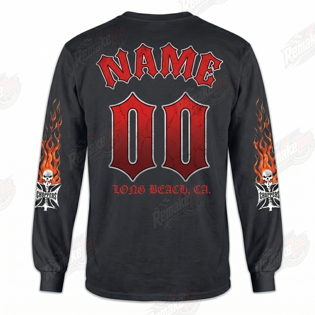 West Coast Choppers Long Beach Black Flame vintage VMX racing jersey - back view