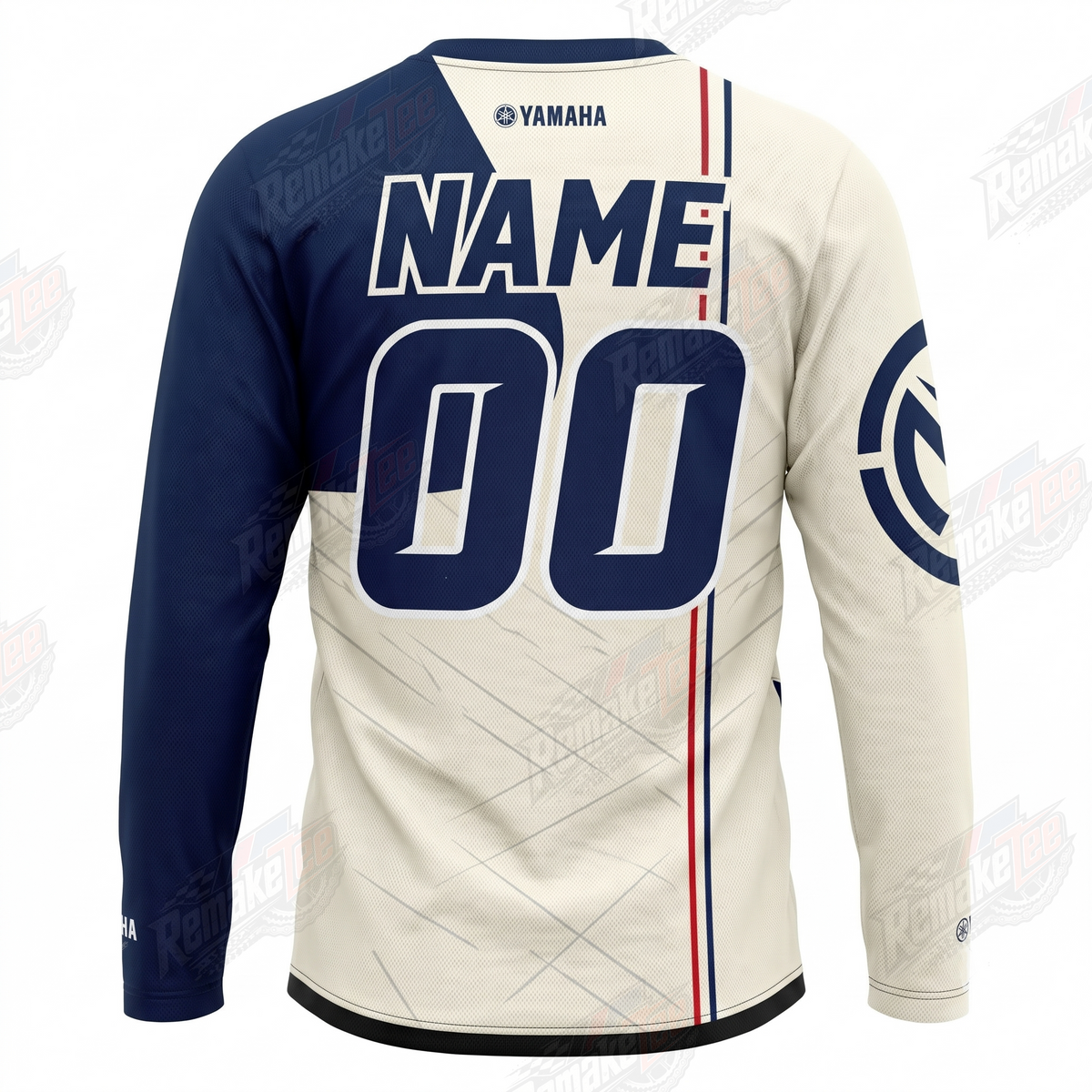 Yamaha AMP Cycle Trader Blue Cream vintage VMX racing jersey - back product view