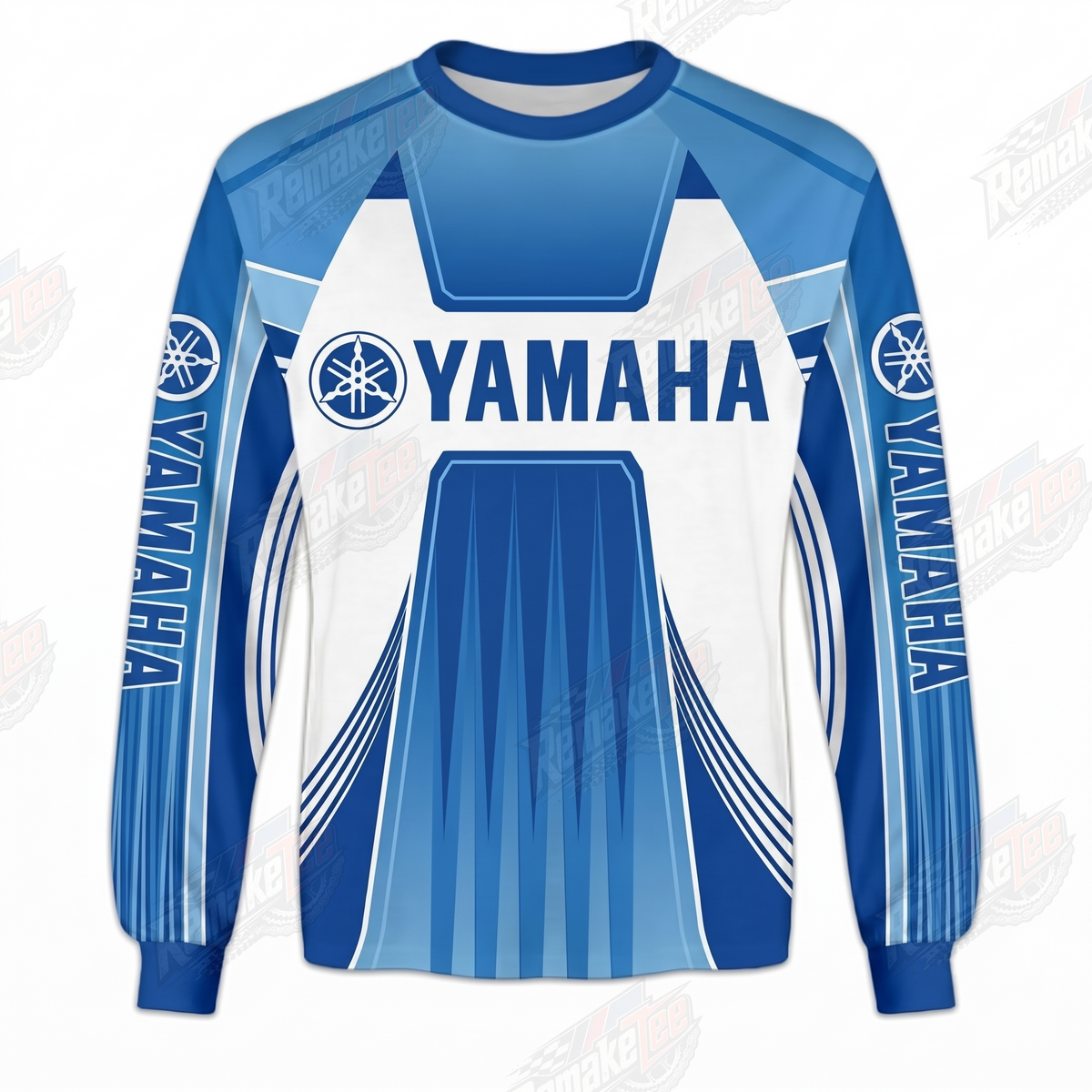 Yamaha Blue White Pinstripe vintage VMX racing jersey - front product view
