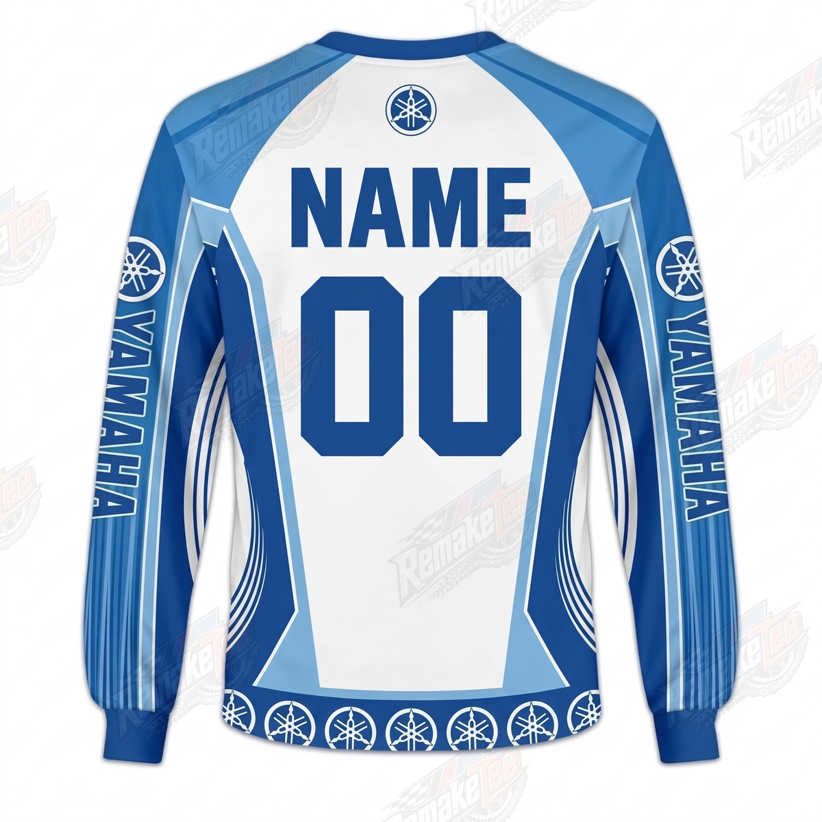 Yamaha Blue White Pinstripe vintage VMX racing jersey - back product view
