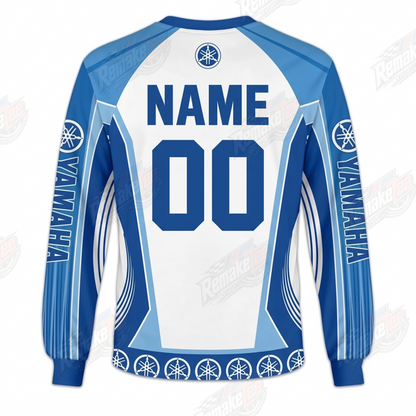 Yamaha Blue White Pinstripe vintage VMX racing jersey - back product view