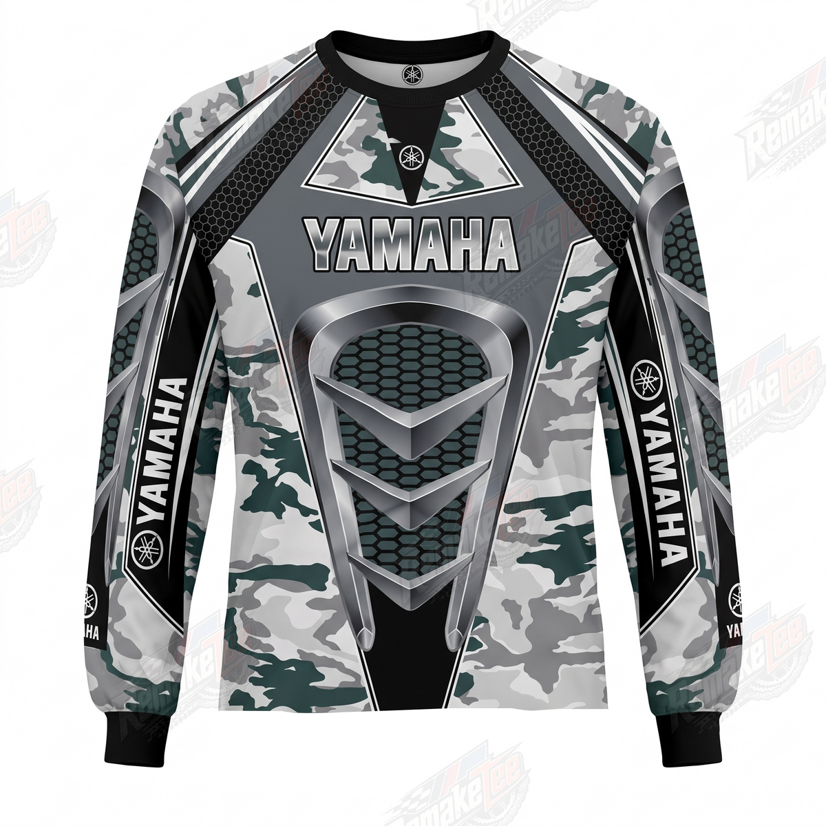 Yamaha Camo Tech Grey vintage VMX racing jersey - front product view