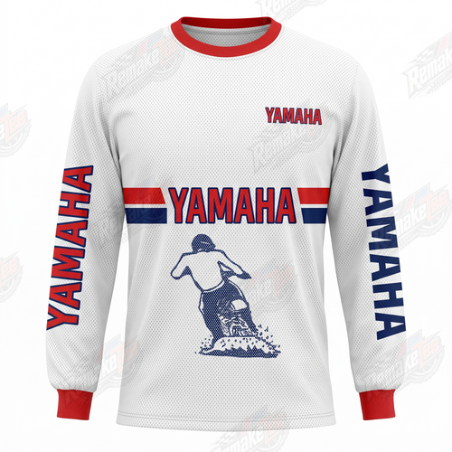 Yamaha Eagle Blue Red Stripe vintage VMX racing jersey - front product view