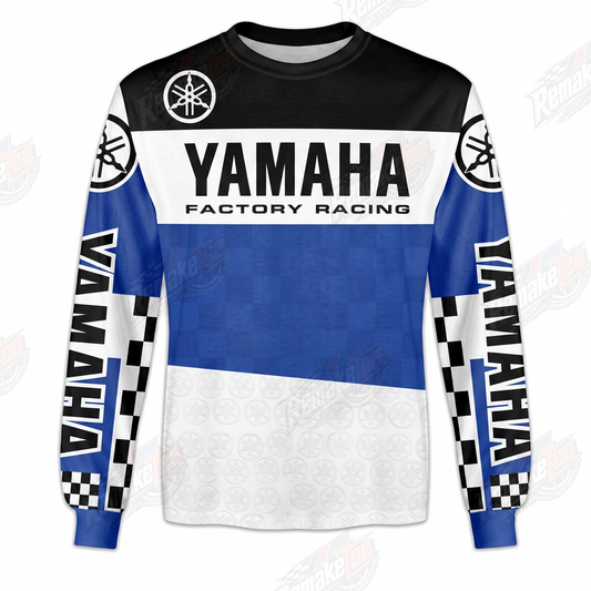 Yamaha Factory Racing Blue Checkered vintage VMX racing jersey - product view