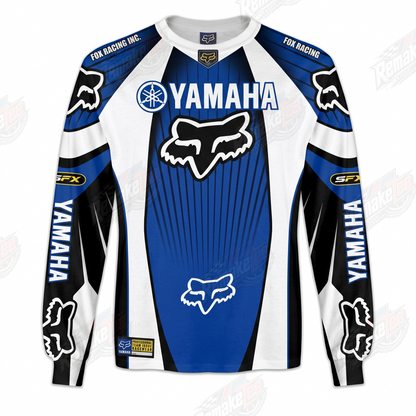 Yamaha Fox Racing Blue White #1375 vintage VMX racing jersey - product view
