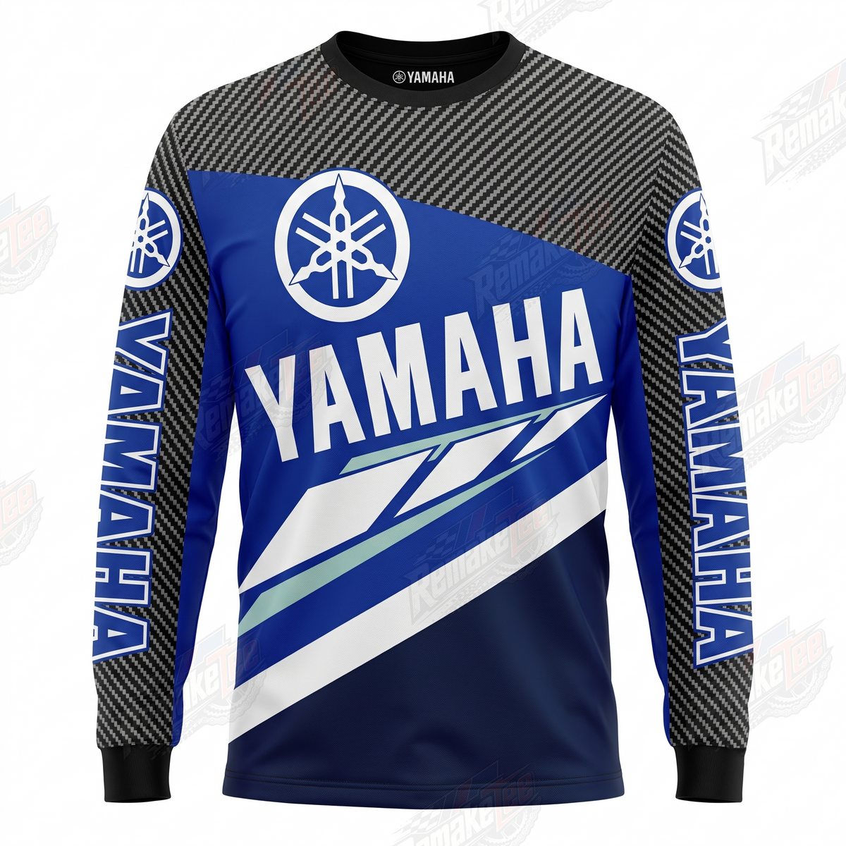 Yamaha Navy Carbon Stripe vintage VMX racing jersey - front product view
