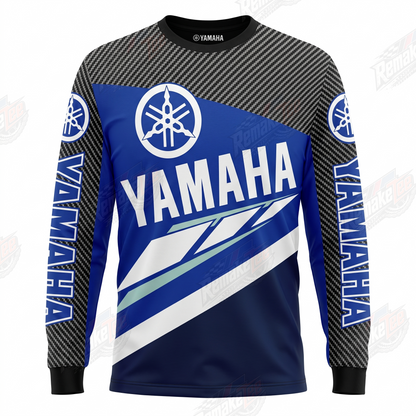Yamaha Navy Carbon Stripe vintage VMX racing jersey - front product view