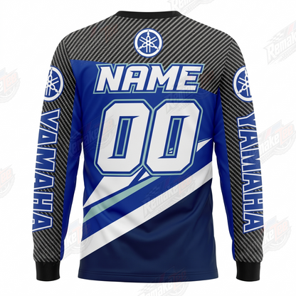 Yamaha Navy Carbon Stripe vintage VMX racing jersey - back product view