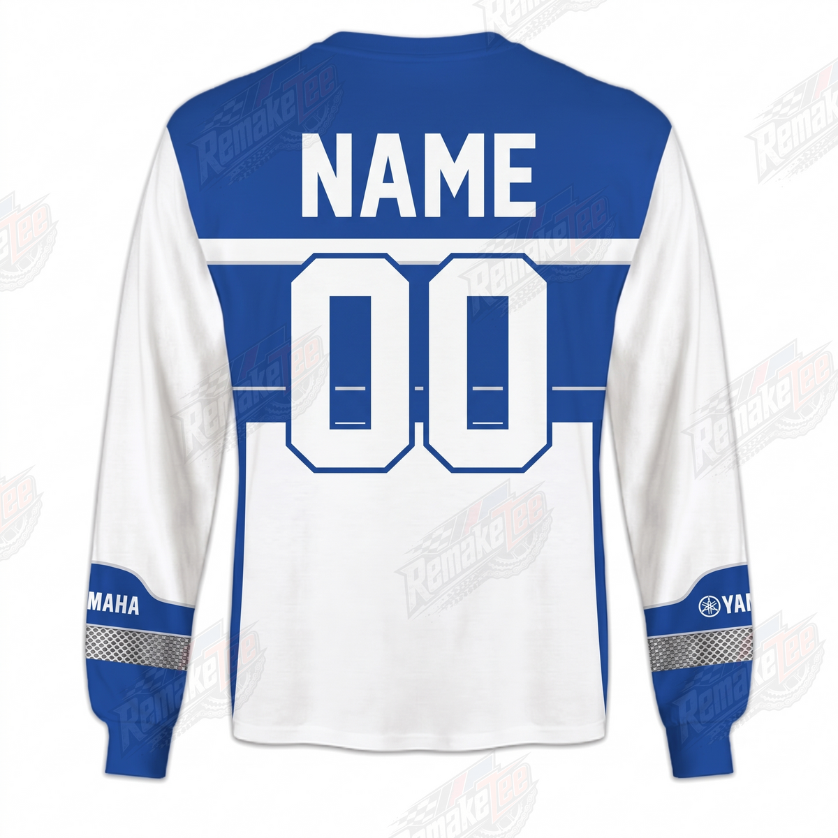 Yamaha Outboards Blue White vintage VMX racing jersey - back product view