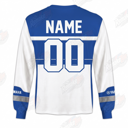 Yamaha Outboards Blue White vintage VMX racing jersey - back product view