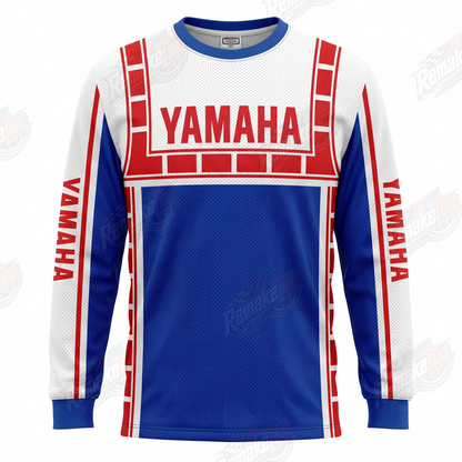 Yamaha Red White Blue Classic vintage VMX racing jersey - front product view