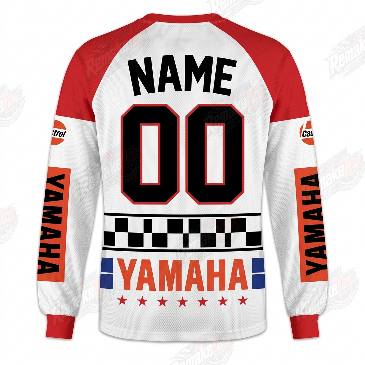 Yamaha Sponsor Checker White Red vintage VMX racing jersey - back product view