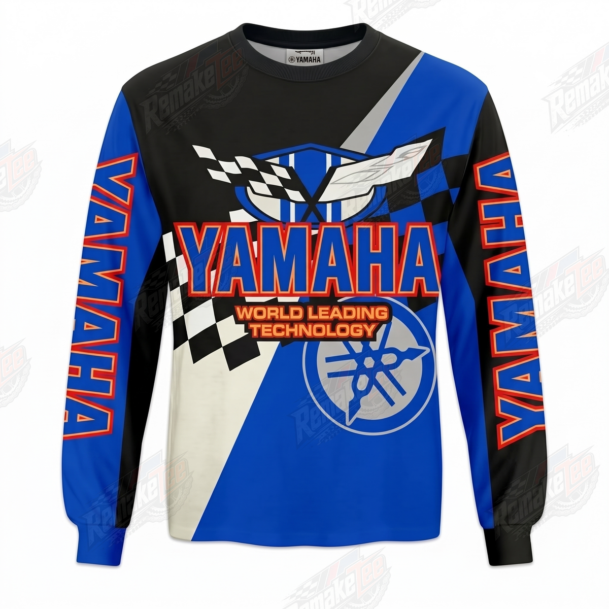 Yamaha World Leading Technology Blue vintage VMX racing jersey - front product view