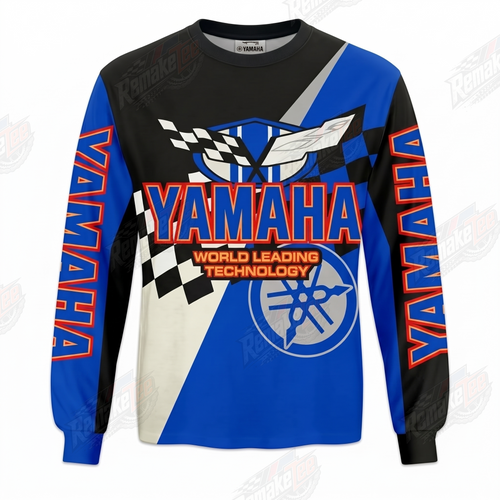 Yamaha World Leading Technology Blue vintage VMX racing jersey - front product view