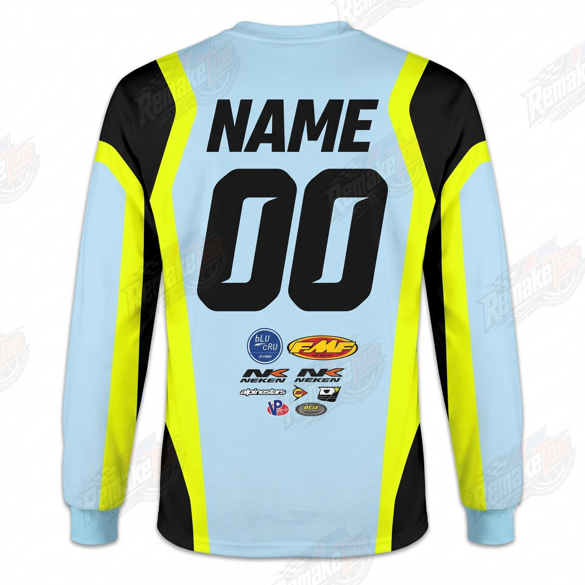 Yamaha Yamalube Rockstar Energy Light Blue Neon Yellow vintage VMX racing jersey - back product view