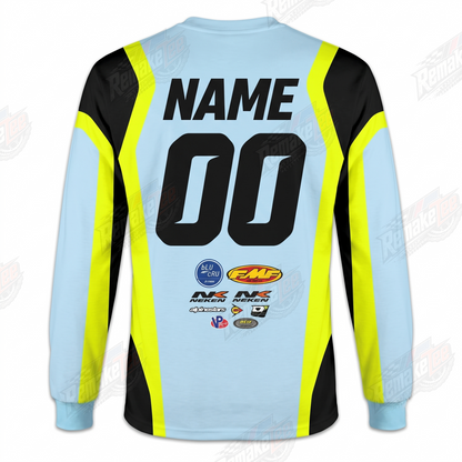 Yamaha Yamalube Rockstar Energy Light Blue Neon Yellow vintage VMX racing jersey - back product view
