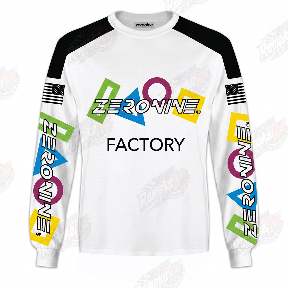 ZerOnine Factory White vintage BMX racing jersey - product view